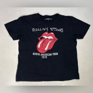 The Rolling Stones North American Tour 1975 Graphic T-shirt Women Large Black